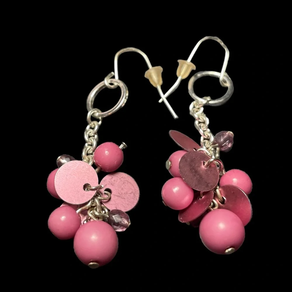 7 for $20 Pink and Silver Beaded Dangle Earrings